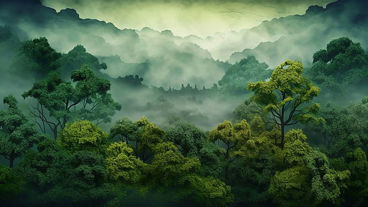 Natural Scenery of Green Forest